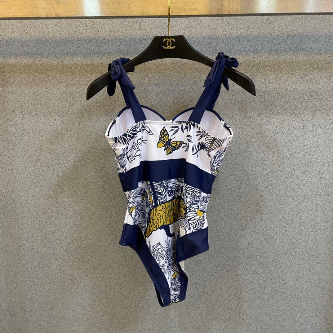 CD Swimsuits White Navy Blue Cotton 180527