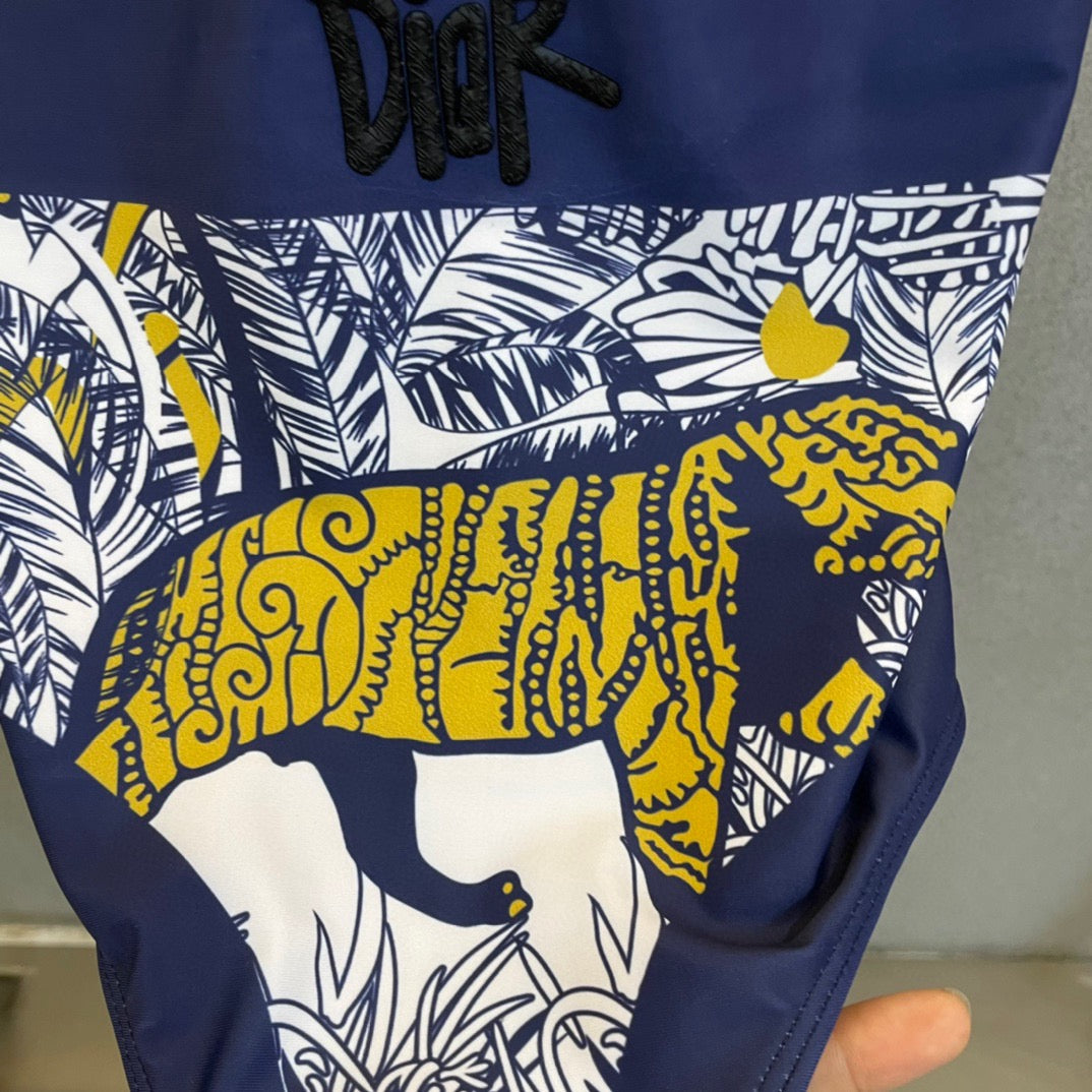 CD Swimsuits White Navy Blue Cotton 180527