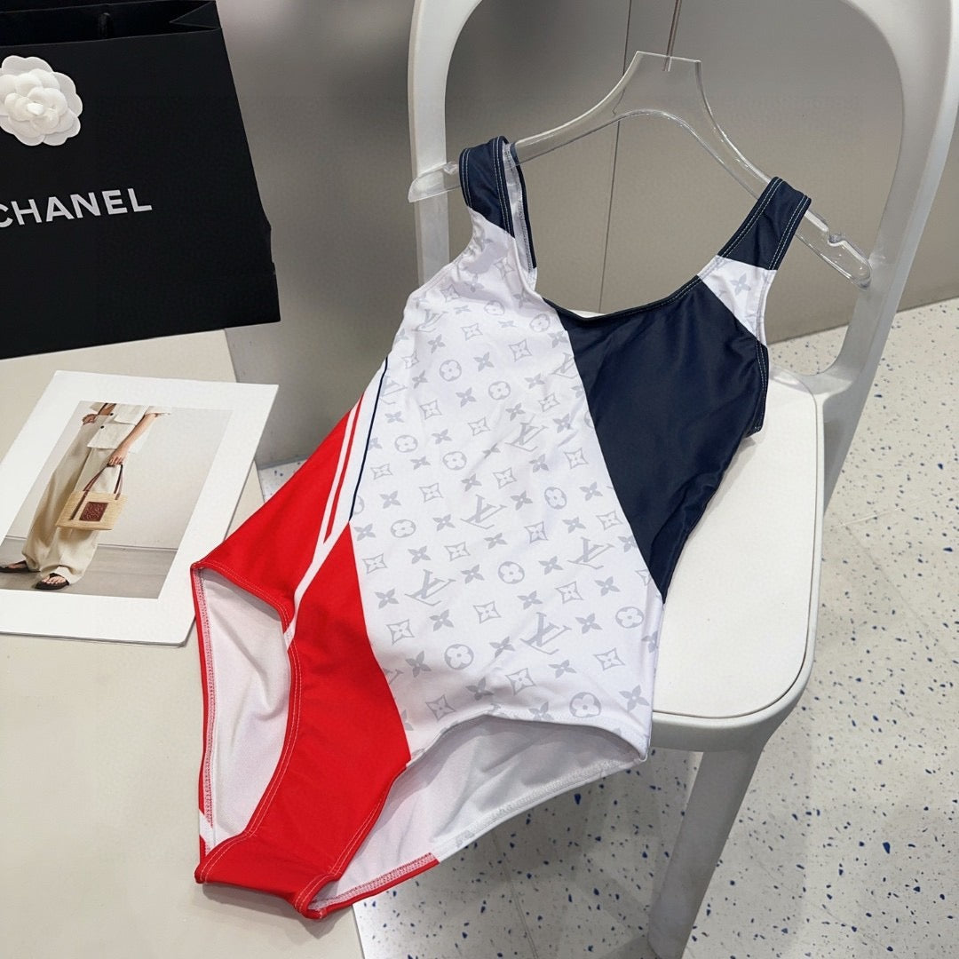 LV Swimsuits Black Red White Cotton 180530