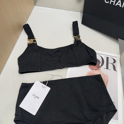 Celine Swimsuits Black Cotton 180529