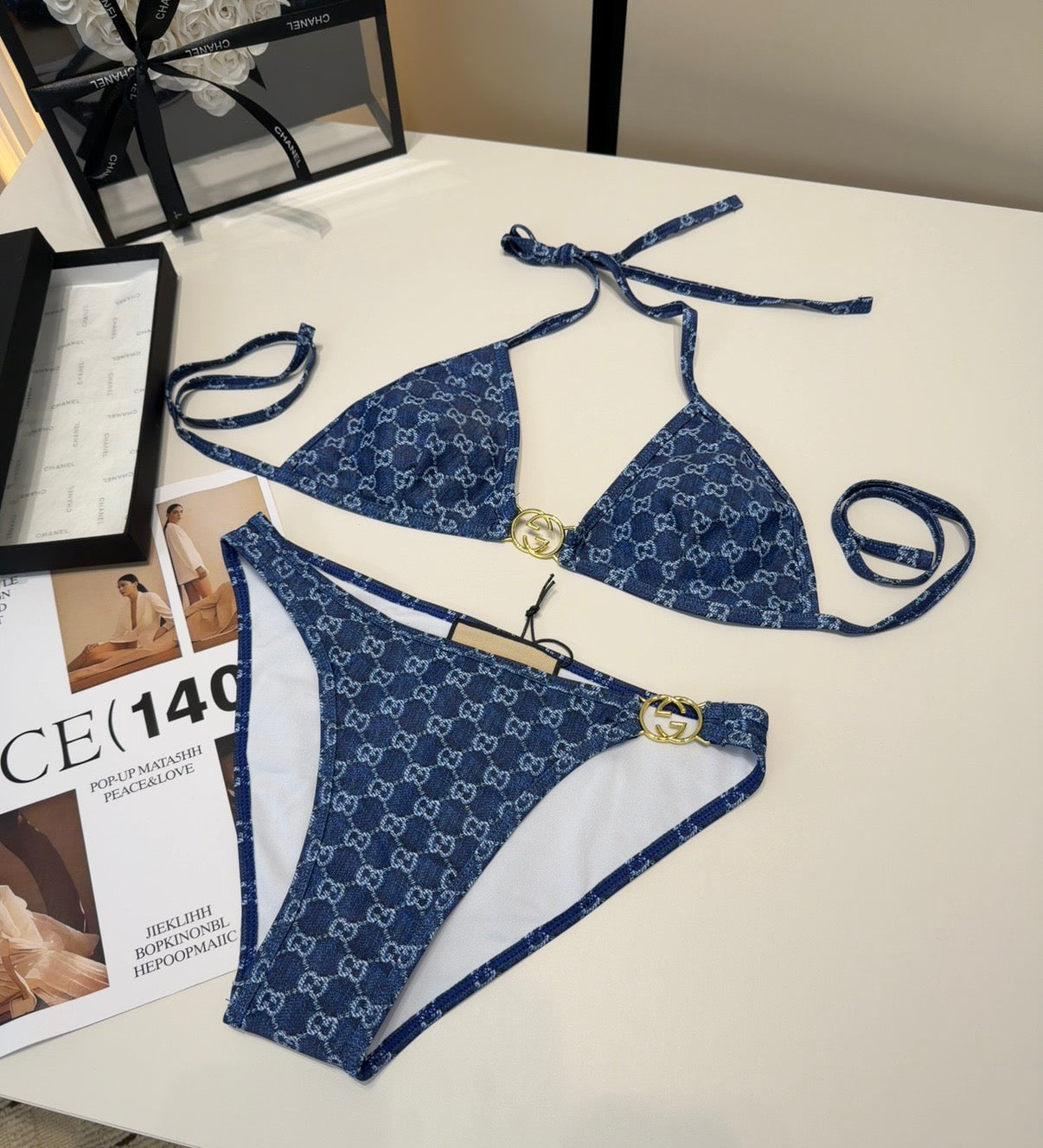 Gucci 26s Swimsuit Navy Blue Denim 185814