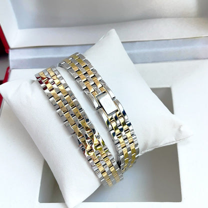 Panthere 22mm Yellow Gold Silver Double Chain 44cm