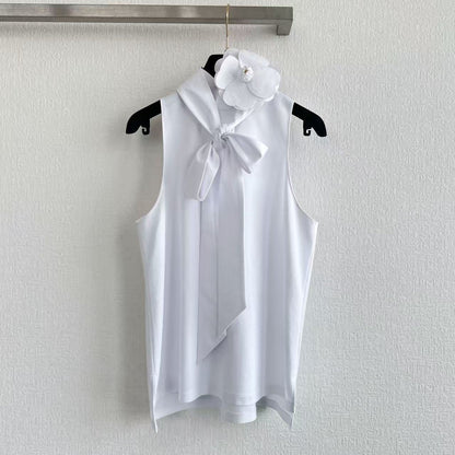 Chanel 2026 Bow Floral Vest White Cotton