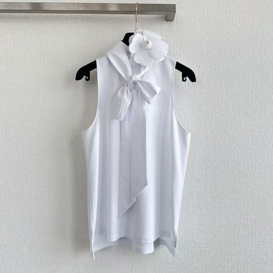 Chanel 2026 Bow Floral Vest White Cotton