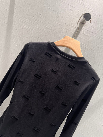 Miu Miu Long Sleeve T-shirt Black Cotton