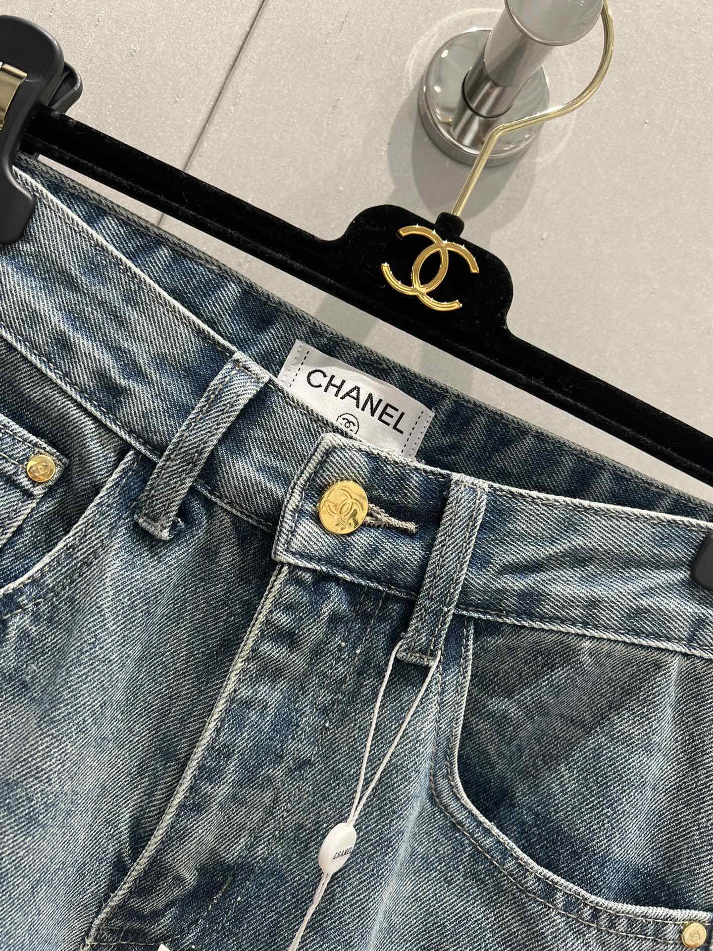 CC Logo Pant Blue Denim Fabric