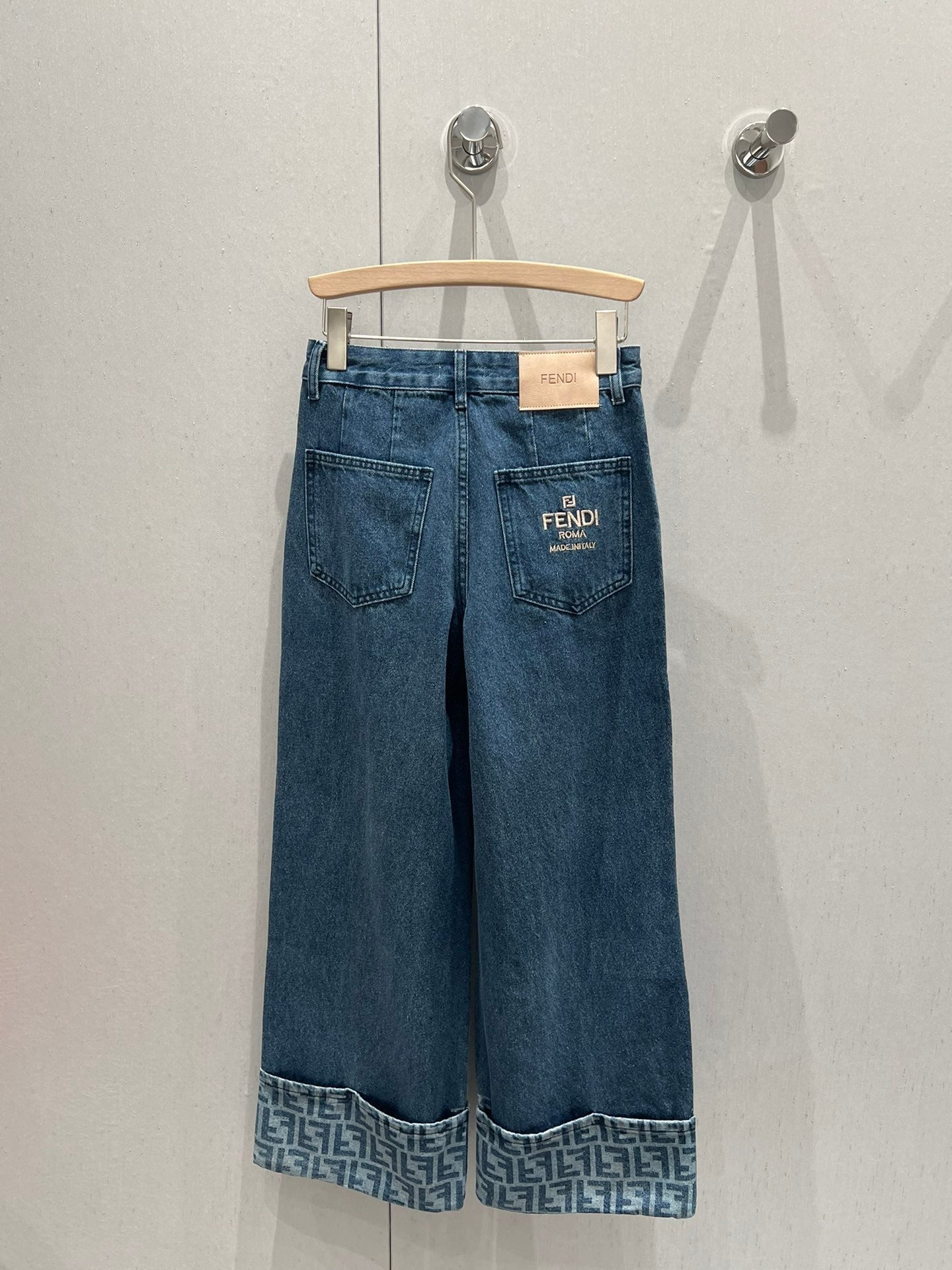 Fendi Denim Straight Pants Blue Cotton 208611