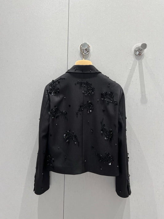 Miu Miu Short Suit Jacket Black Chemical Fiber