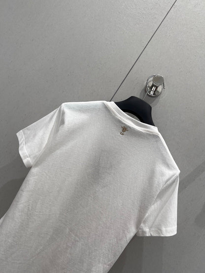 CD 25 T-shirt White Gold cotton 211144