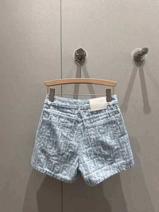 Fendi 25 Denim Short Light Blue Cotton 212681