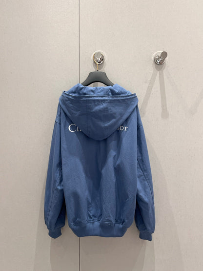 CD 25 Hooded Zipper Jacket Blue Cotton Polyester 215267