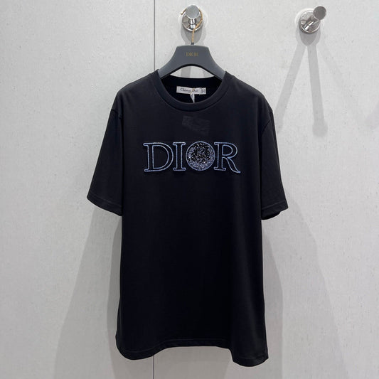 CD 25 Embroidered Grass Cat Short Sleeve Black cotton 217452