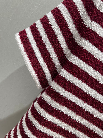 Prada 25 Yarn Striped Round Neck Knit Top White mix Red Cotton Poliamide 217770