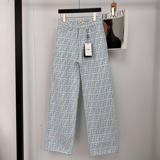 FF Light Blue Monogram Denim Jean