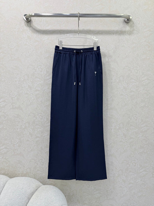 CD 26s Wide-Leg Pants Navy Blue Rayon Coppe 352027