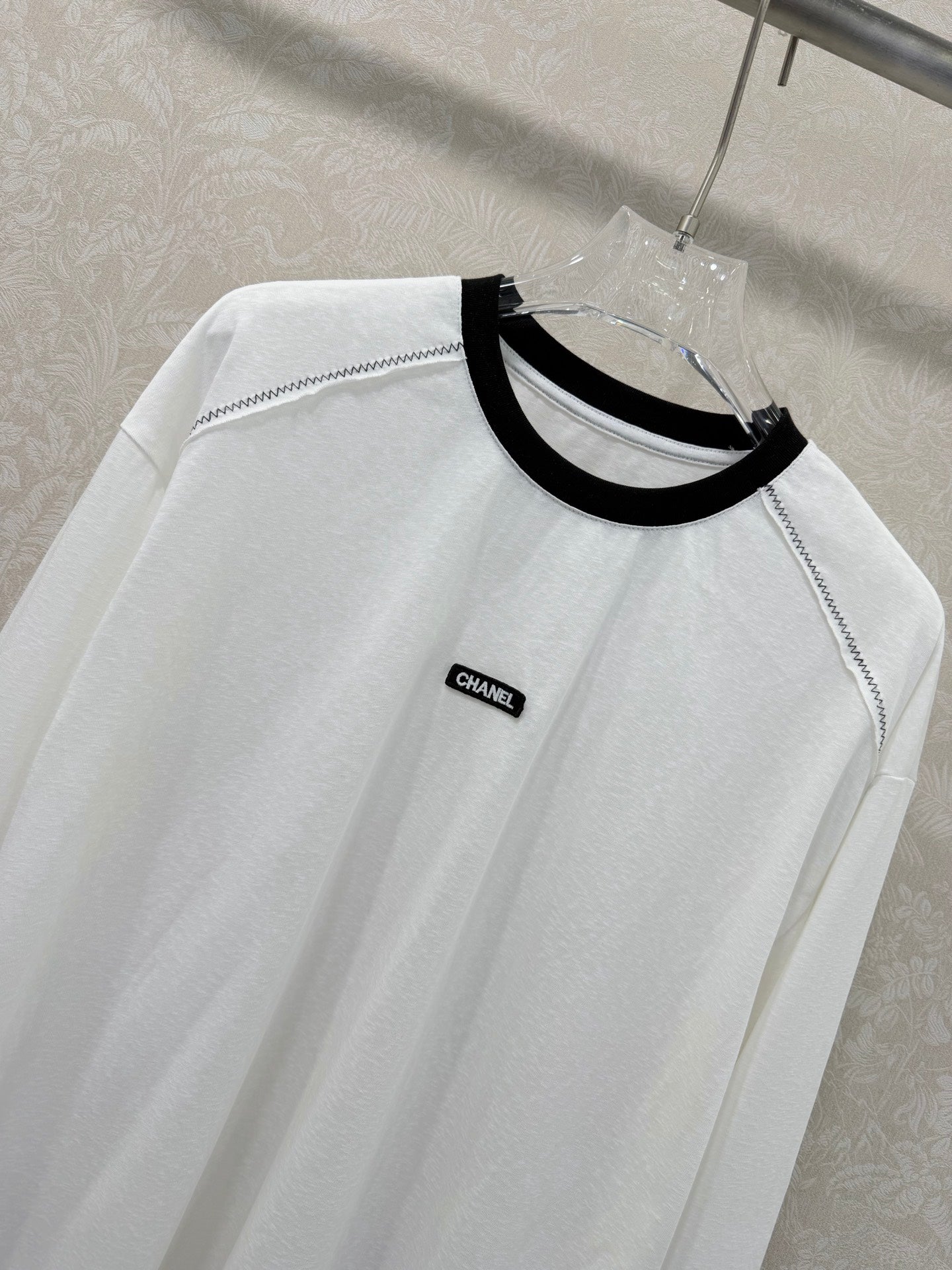 CC 26s Round Neck Pure Long Sleeve T-Shirt White Cotton