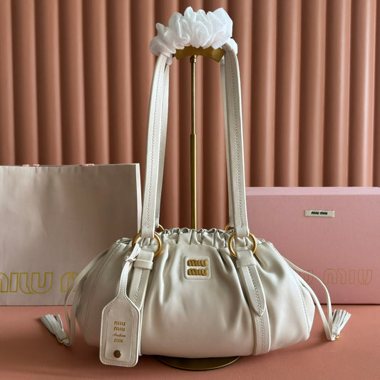 Miu Joie Shoulder Bag White Nappa Leather