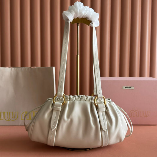 Miu Joie Shoulder Bag White Nappa Leather