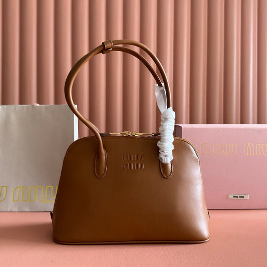 Miu Shell Bag Brown Lambskin