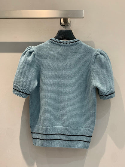 CD 25 Lucky Star Knit Top Blue-green Sheep wool