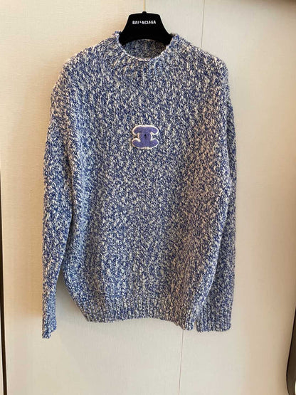 CC Sweater In Blue Mix White Wool