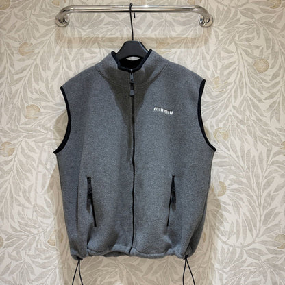 Miu Miu Polar Fleece Vest Gray Polyester