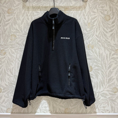 Miu Miu Half-pullover Sweatshirt Black Polyester