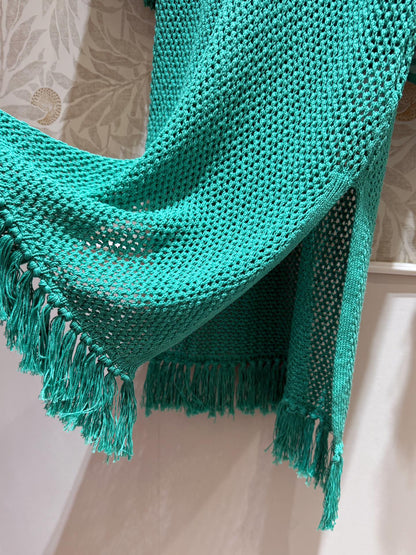 CD Hollow Woven Dress Green cotton