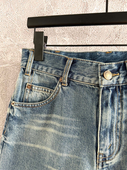 Celine Arc de Triomphe Shorts Blue Cotton