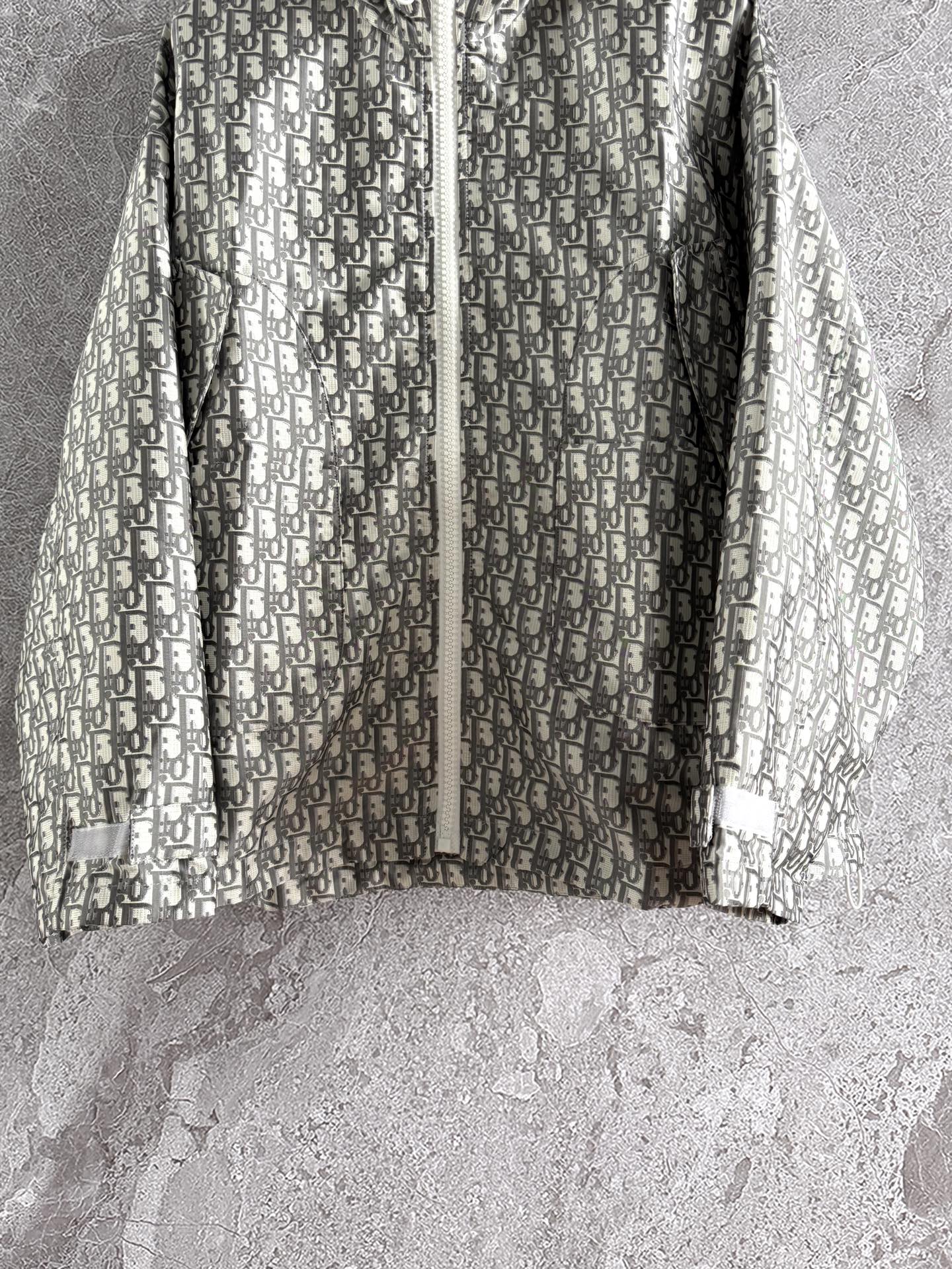 CD Monogram Jacket Gray mix Beige Polyester