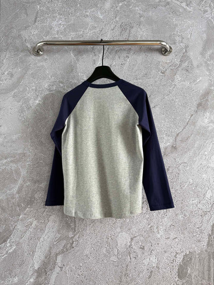 Celine 25 Flocked T-shirt Gray mix Navy Blue Cotton