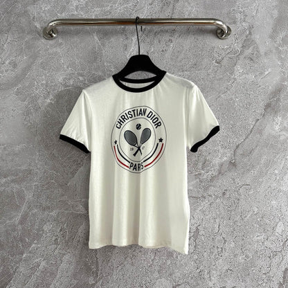 CD Tennis T-shirt White Black Cotton