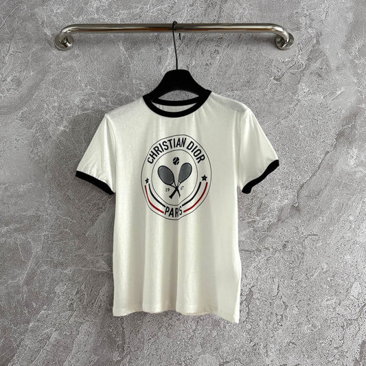 CD Tennis T-shirt White Black Cotton