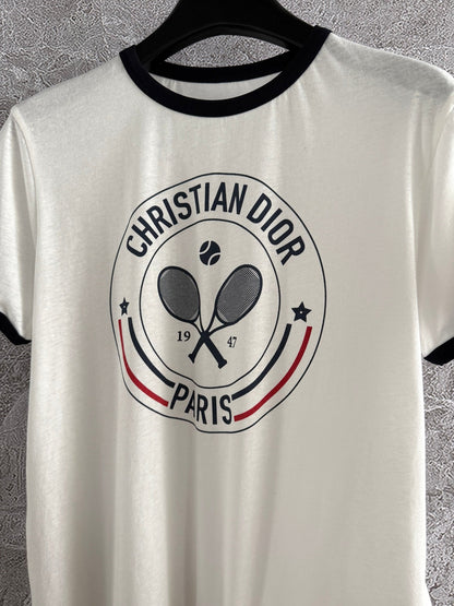 CD Tennis T-shirt White Black Cotton