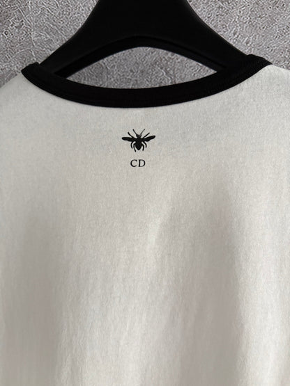 CD Contrasting T-shirt Black mix White Cotton