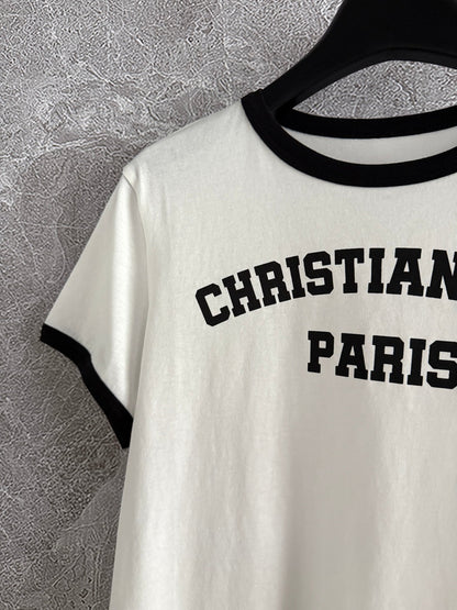 CD Contrasting T-shirt Black mix White Cotton