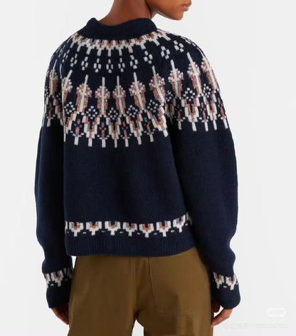 Loewe Sweater Navy/Multicolor Wool Blend 342803