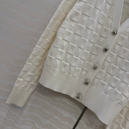 HM "Medor" Long-Sleeve Cardigan White Wool