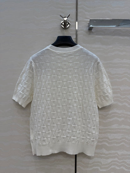 HM "Medor" Short-Sleeve Cardigan White Wool
