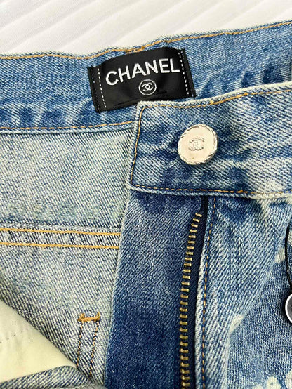 CC 25 Jean Printed Blue White Washed Denim