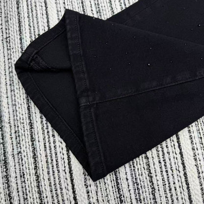 Chanel 2025 Rhinestone Flared Jeans Black Cotton 319004