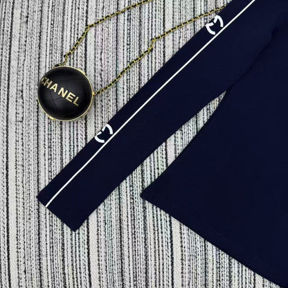 Chanel 2025 Long-sleeved Top Blue Cotton 318956
