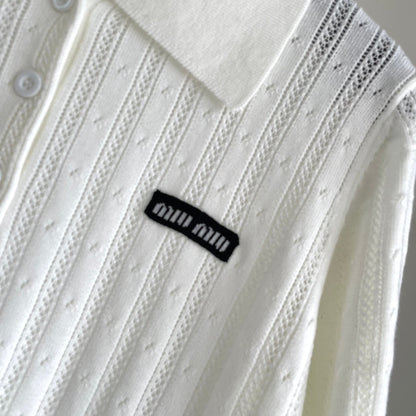 Miu 25 Polo T- Shirt White Wool 232683
