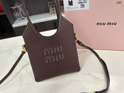IVY MINI TOTE BAG 20 IN BROWN CALFSKIN