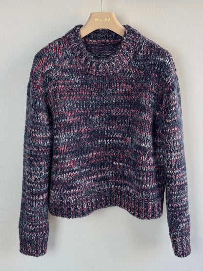 Miu Miu 25 Twisted Snowflake-colored Round-neck Sweater Multicolor Cashmere