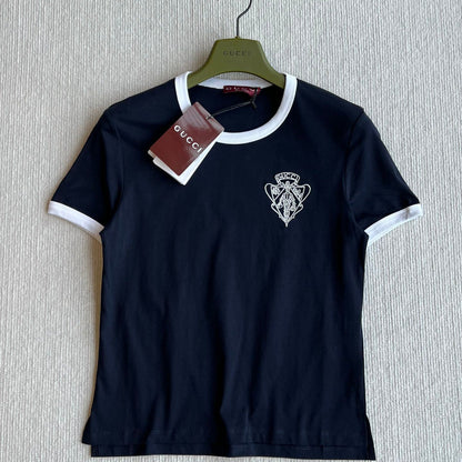 Gucci 25 Threaded Round Neck Short Sleeves T-shirt Blue Cotton