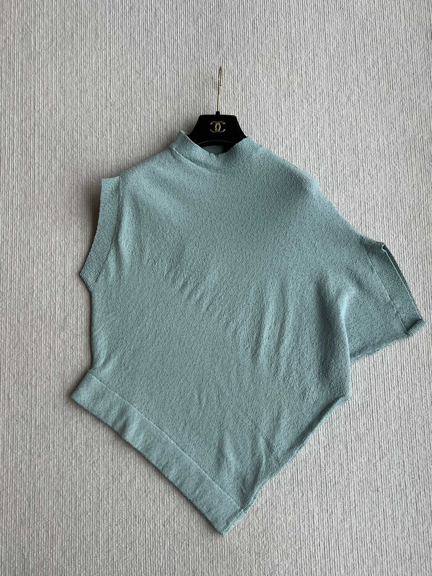 Fendi 25 Asymmetric Hem Cape-sleeved Crewneck Jumper Ice Blue Viscose