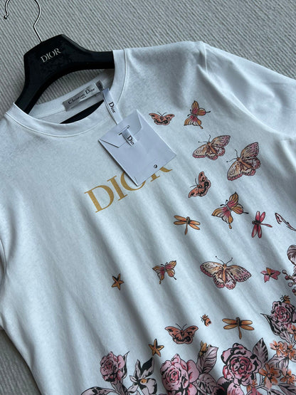 CD 25 Butterfly Short-sleeved T-shirt White