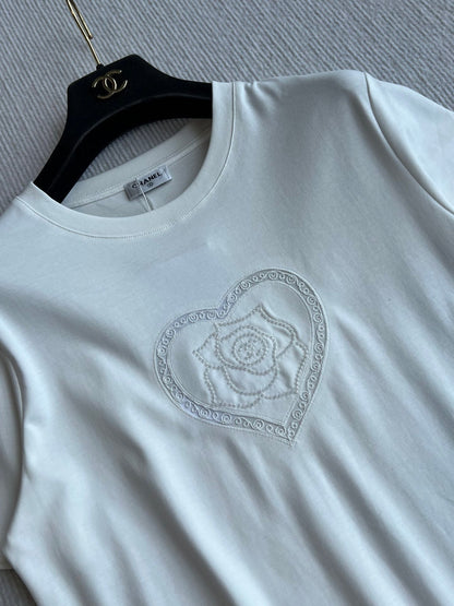 CC 25 Embroidered Beaded Short Sleeve Top Cotton