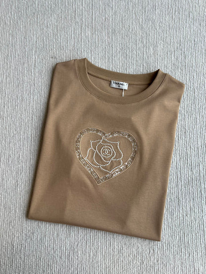 CC 25 Embroidered Beaded Short Sleeve Top Cotton